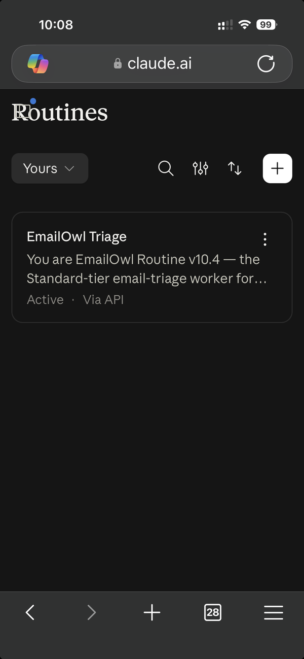 Screenshot: Tap EmailOwl Triage